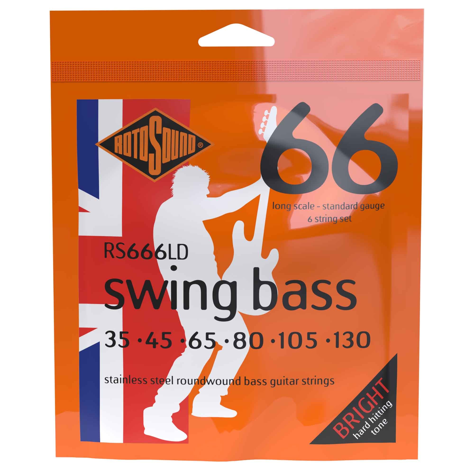 Rotosound Swing Bass 6-String Long Scale Stainless Steel Bass Guitar Strings (35-130) [RS666LD]