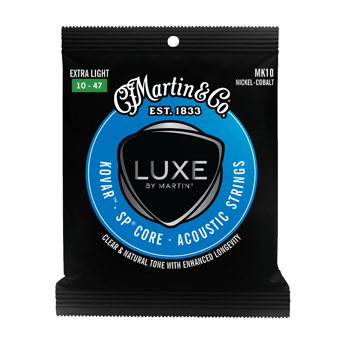 Martin LUXE Kovar Nickel-Cobalt 10-47 Acoustic Guitar Strings: Extra Light for Unbeatable Tone