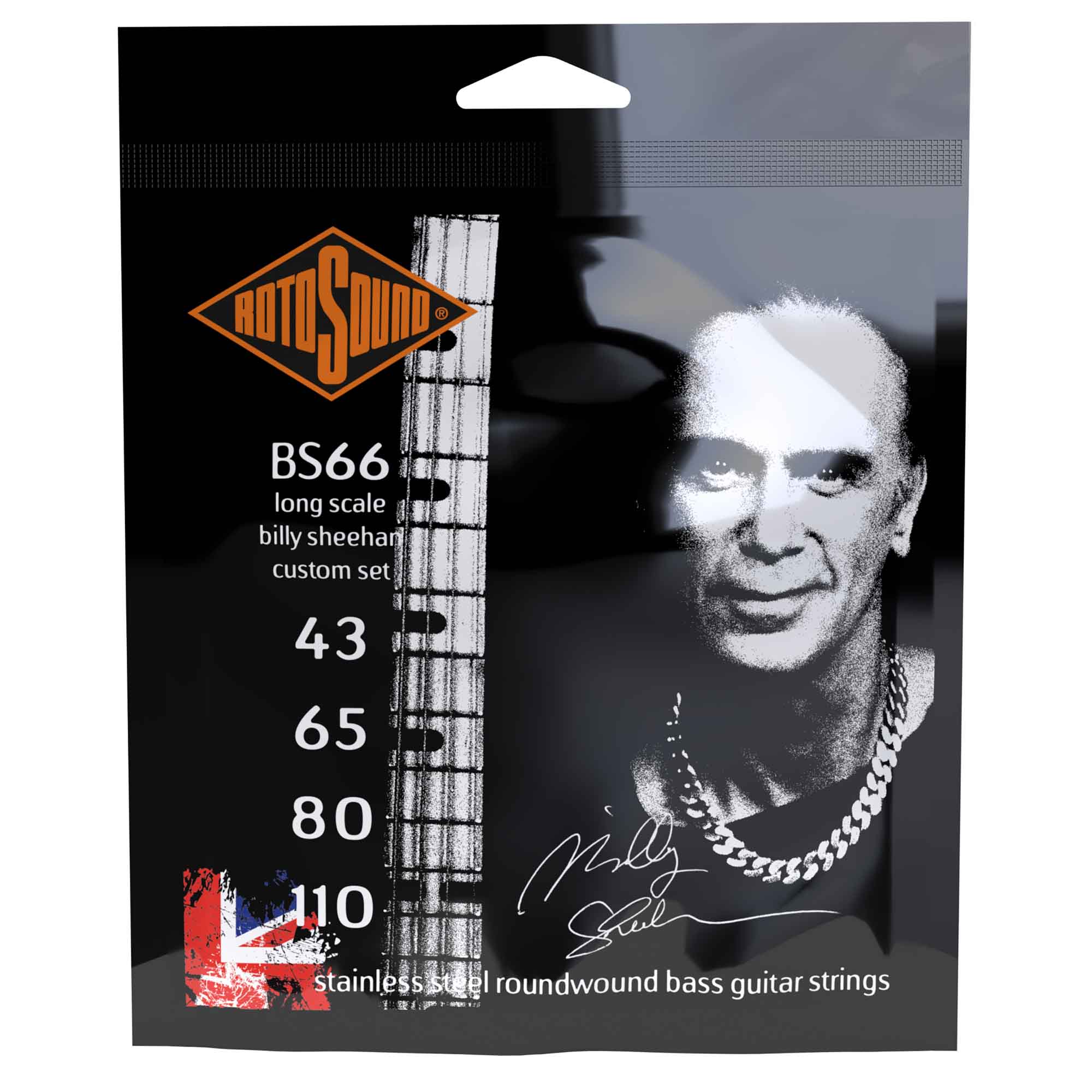 Rotosound BS66 Billy Sheehan Swing Bass Stainless Steel Roundwound Bass Guitar Strings - 43 - 110