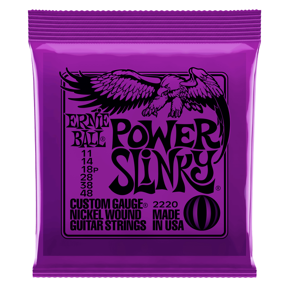 Ernie Ball 2220 Power Slinky 11-48 Electric Guitar Strings: 5-Pack Bundle