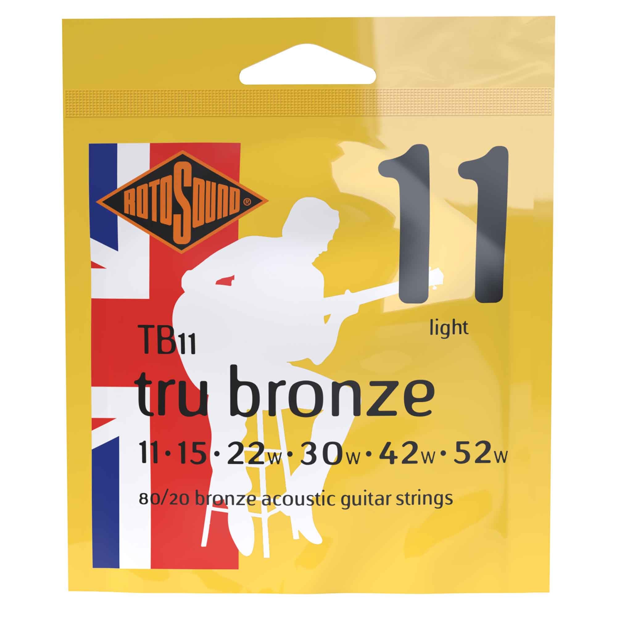 Rotosound Tru Bronze 80/20 Bronze 11 - 52 Acoustic Guitar Strings: Custom Light - Your Ideal Choice!