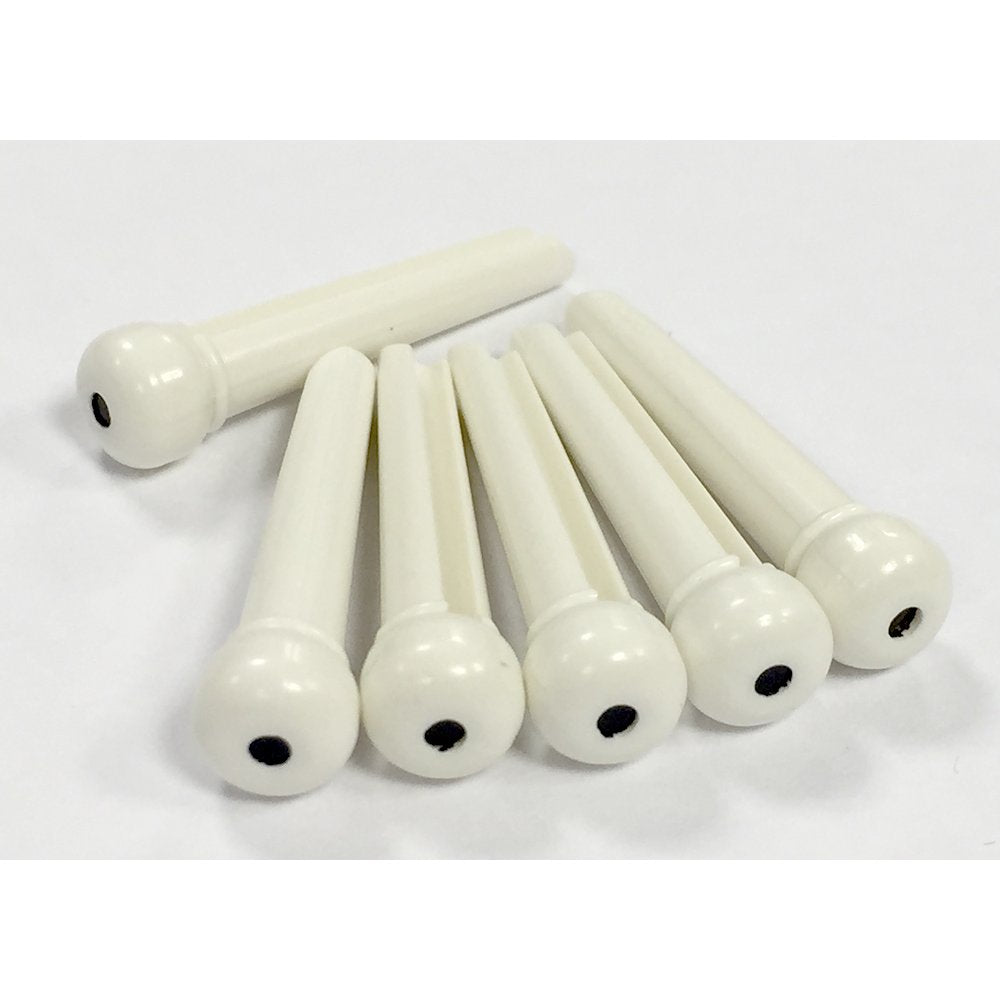 Allparts Stunning Acoustic Guitar Bridge Pin Set - White with Black Inlay!