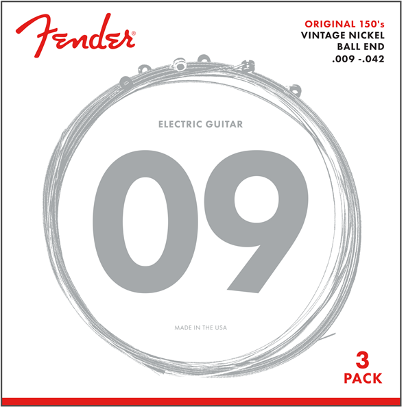 Fender 150L 3-Pack Pure Nickel 9-42 Electric Guitar Strings - Light Gauge for Stunning Tones!