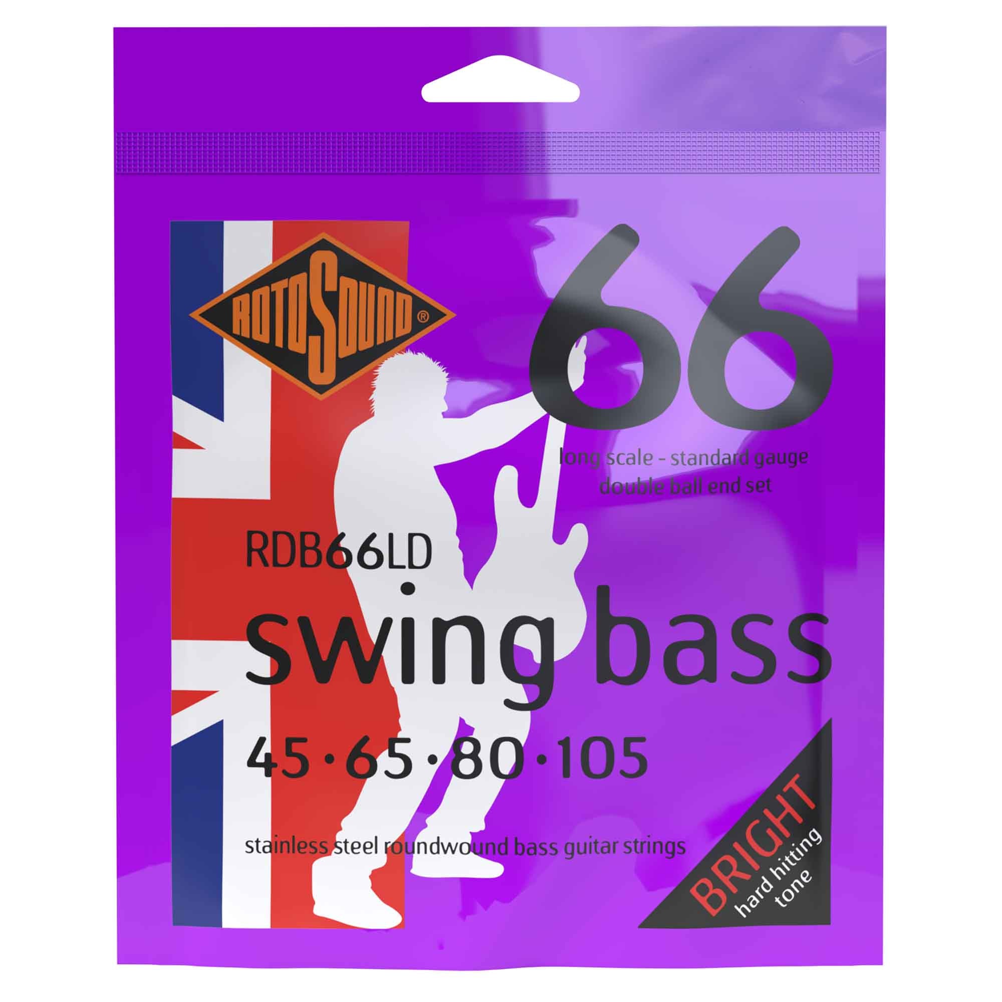Rotosound Swing Bass Stainless Steel Double Ball - End 45 - 105 Bass Guitar Strings, Long Scale: The Ultimate Choice for Bassists [RDB66LD]