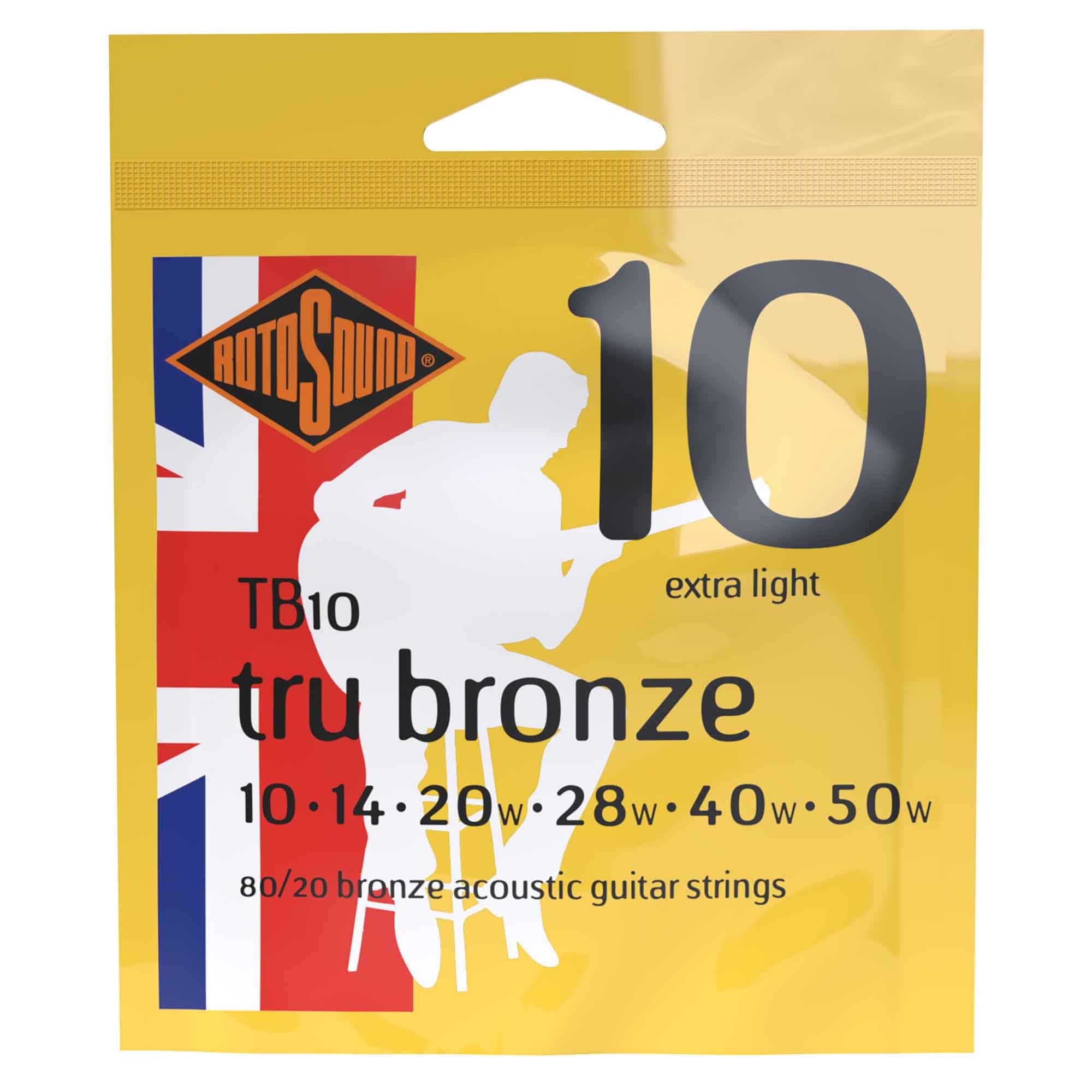 Rotosound Tru Bronze 80/20 Bronze 10-50 Acoustic Guitar Strings - Extra Light, A Must-Have for Guitarists!