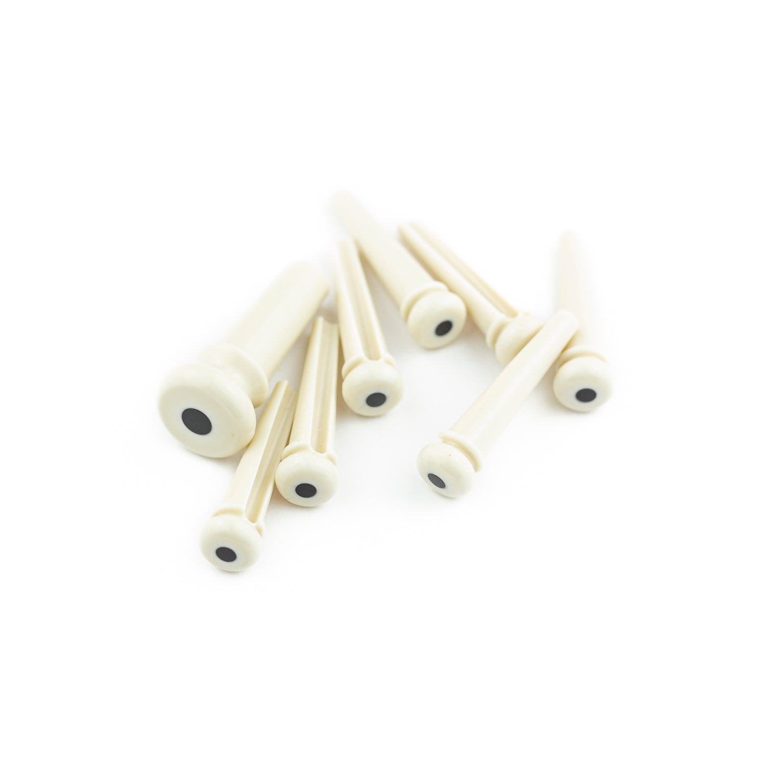 Stunning Martin Acoustic Guitar Bridge Pin Set - White with Black Dot!
