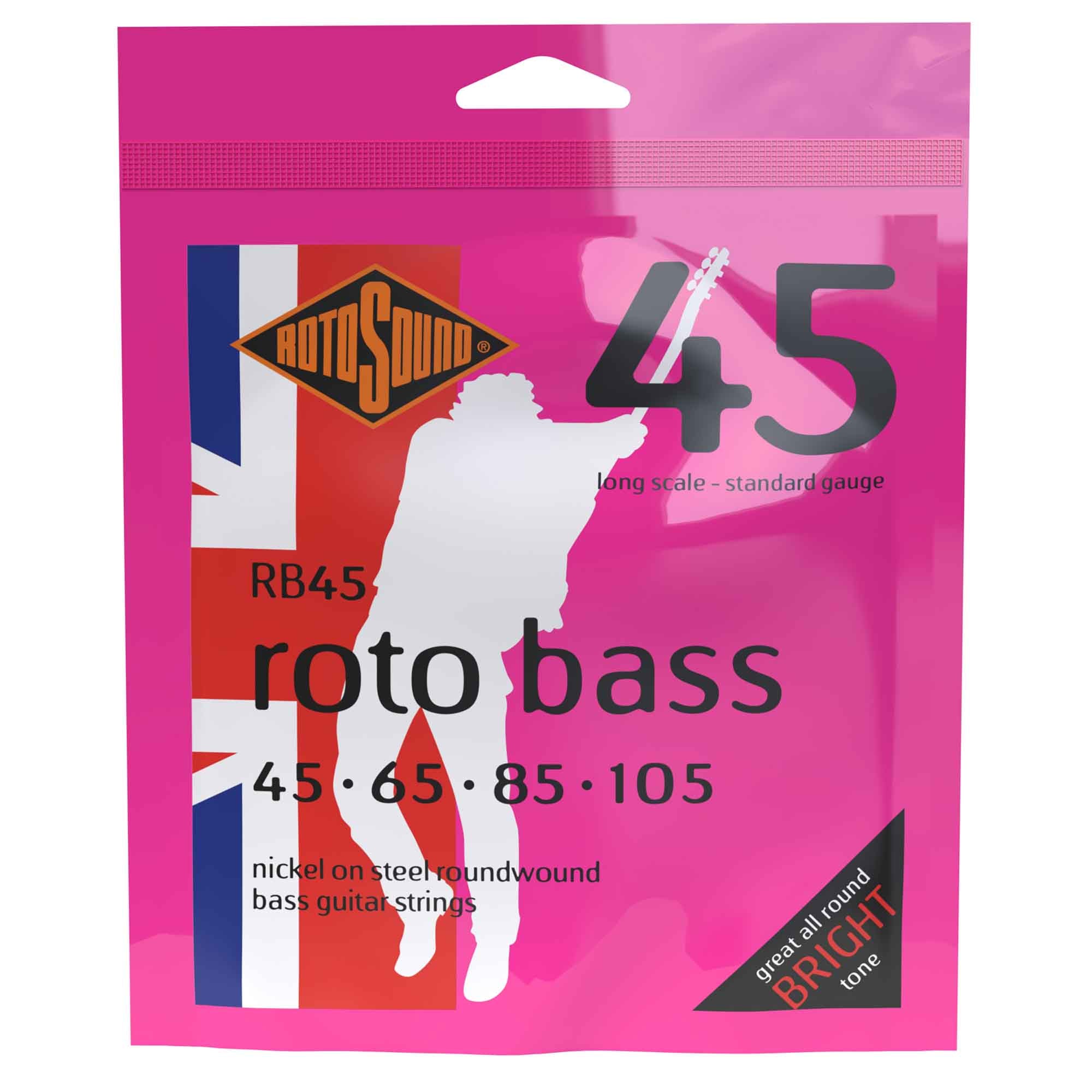 Rotosound ROTO BASS Nickel Round Wound 45 - 105 Long Scale Bass Guitar Strings [RB45] - Rock 'n' Roll Sound!