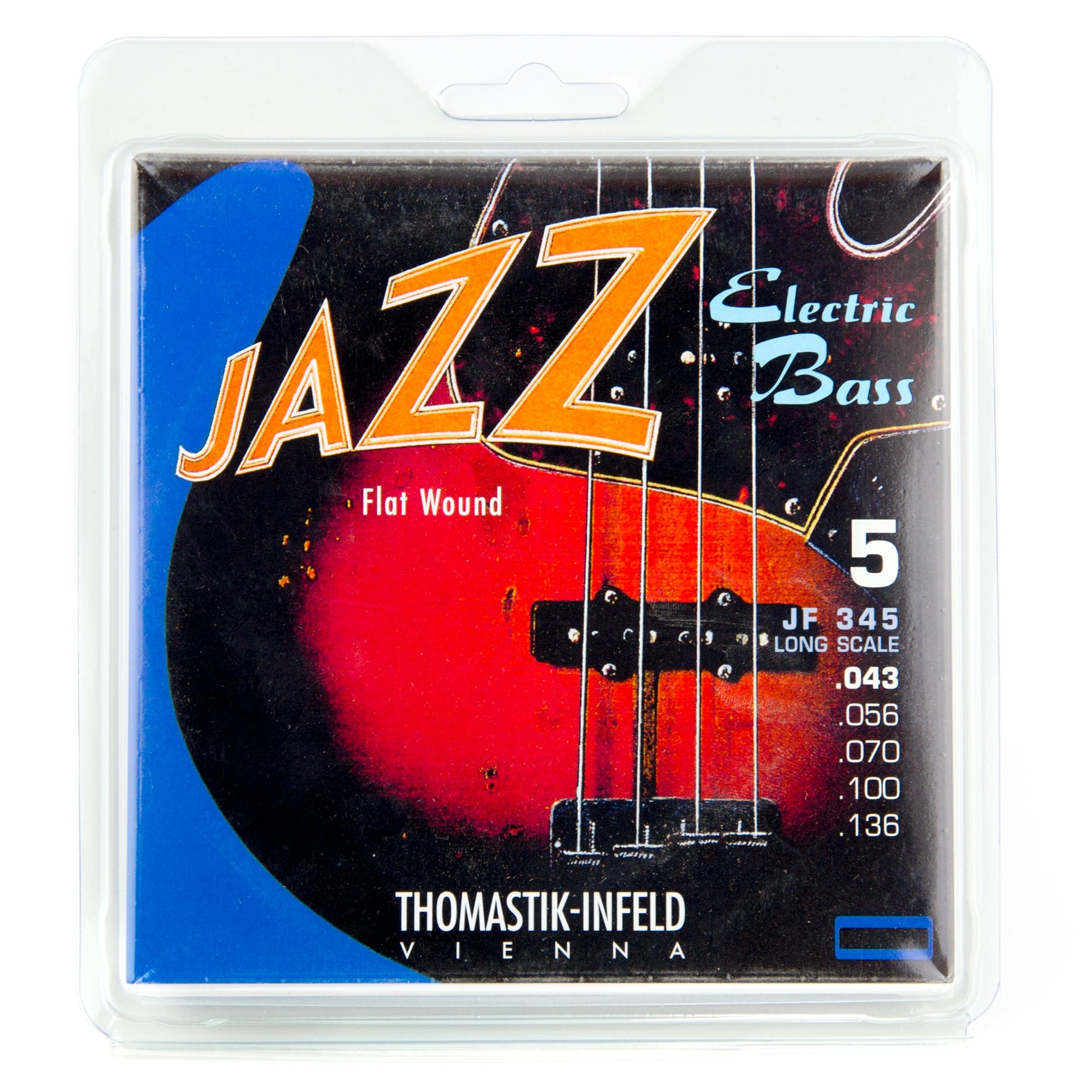 Thomastik-Infeld Jazz Nickel Flatwound 5-String Bass Guitar Strings - Long Scale JF345 (43-136) - Must-Have for Bassists!