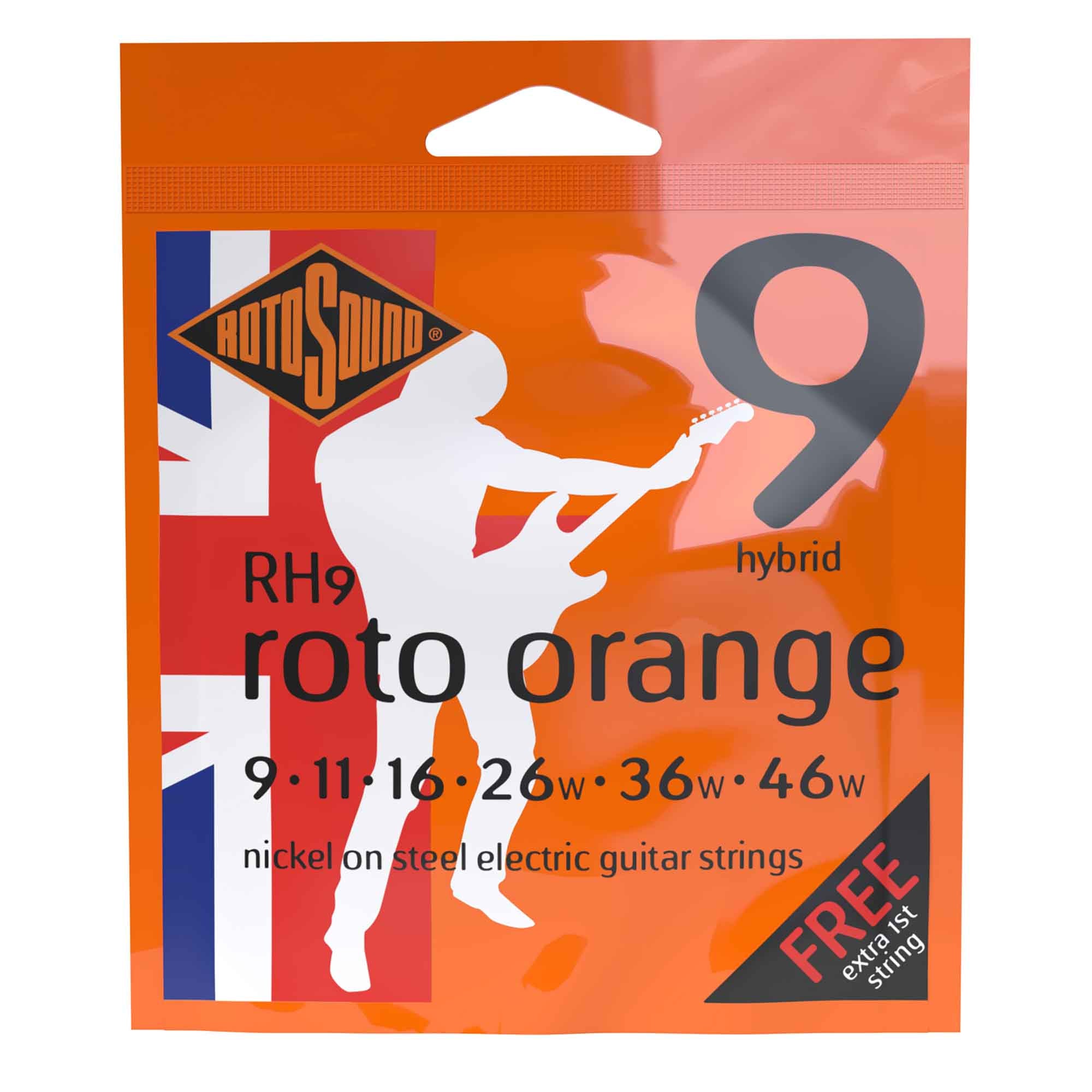 Rotosound RH9 ROTO Oranges Nickel Wound 9-46 Electric Guitar Strings - The Ultimate Hybrid Strings