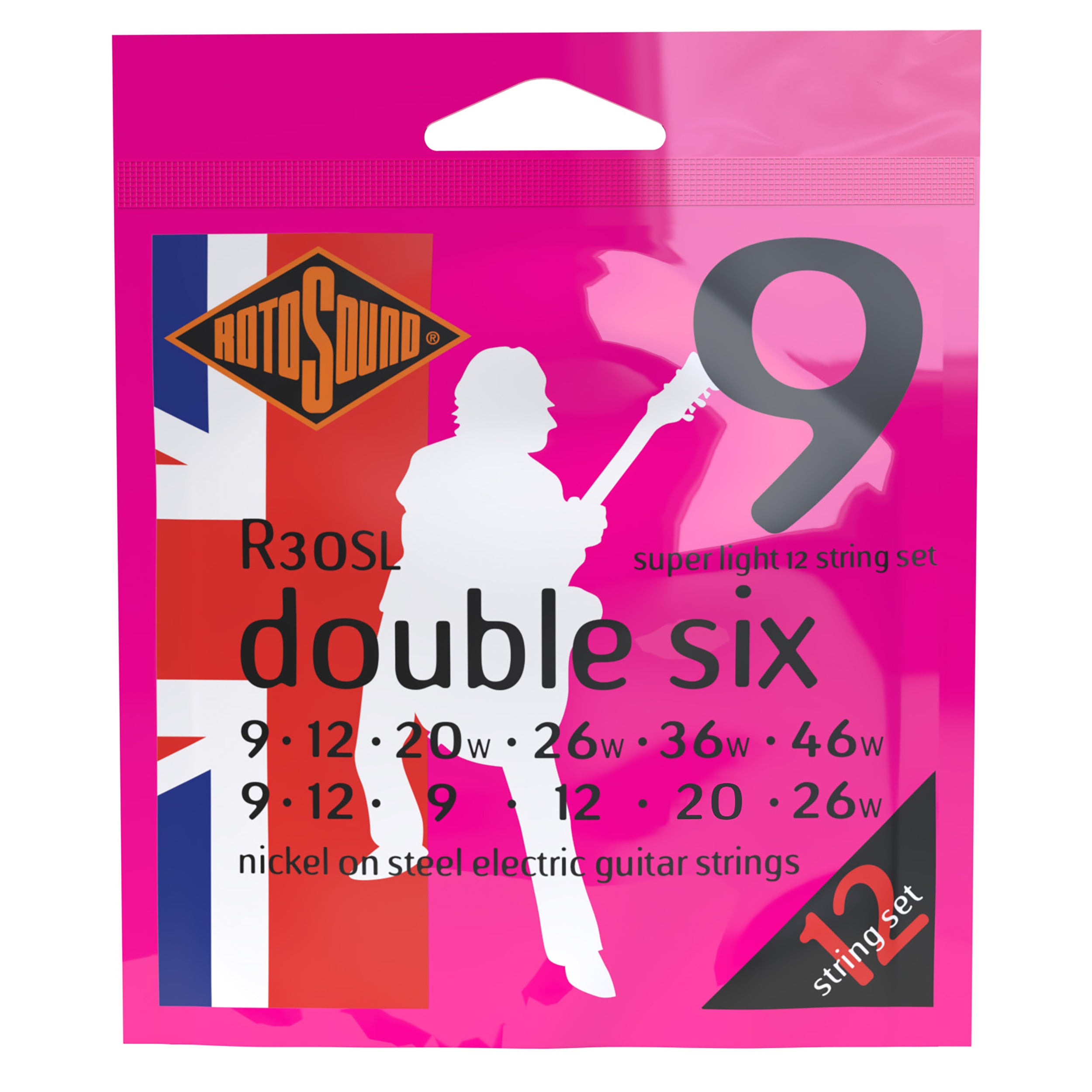 Rotosound R30SL ROTO Pinks 12-String Nickel Wound 9-46 Electric Guitar Strings - Light: A Rocker's Dream!