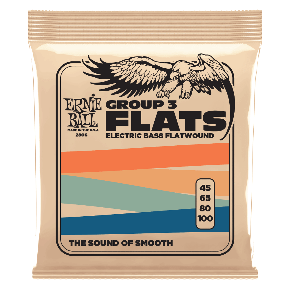 Ernie Ball FLATS Group 3 Flatwound 45 - 100 Long Scale Bass Guitar Strings [P02806] - Get a Rich Sound Now!