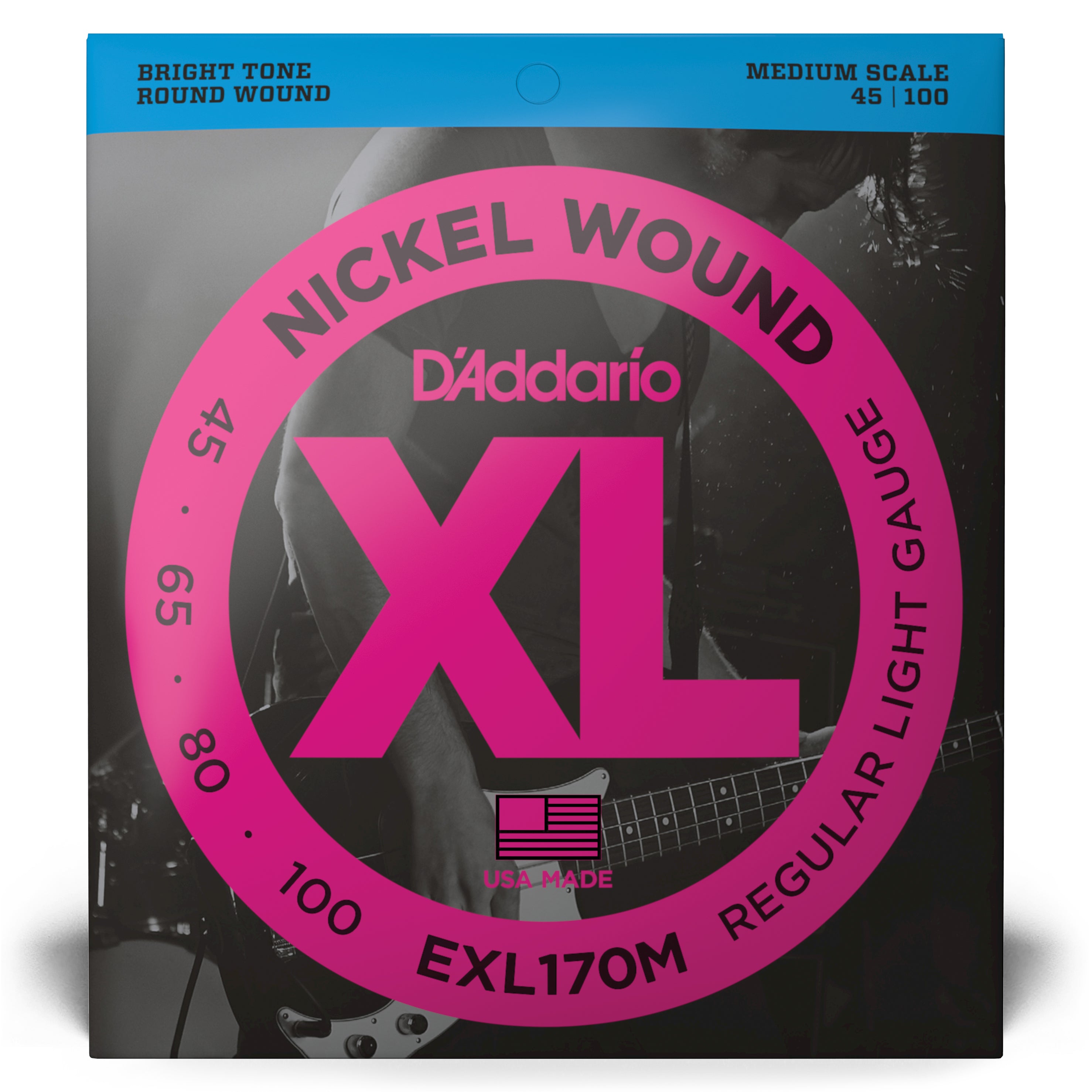 D'Addario XL-Series Nickel Wound 45-100 Medium Scale Bass Guitar Strings [EXL170M] - The Ultimate Choice for Bass Players!