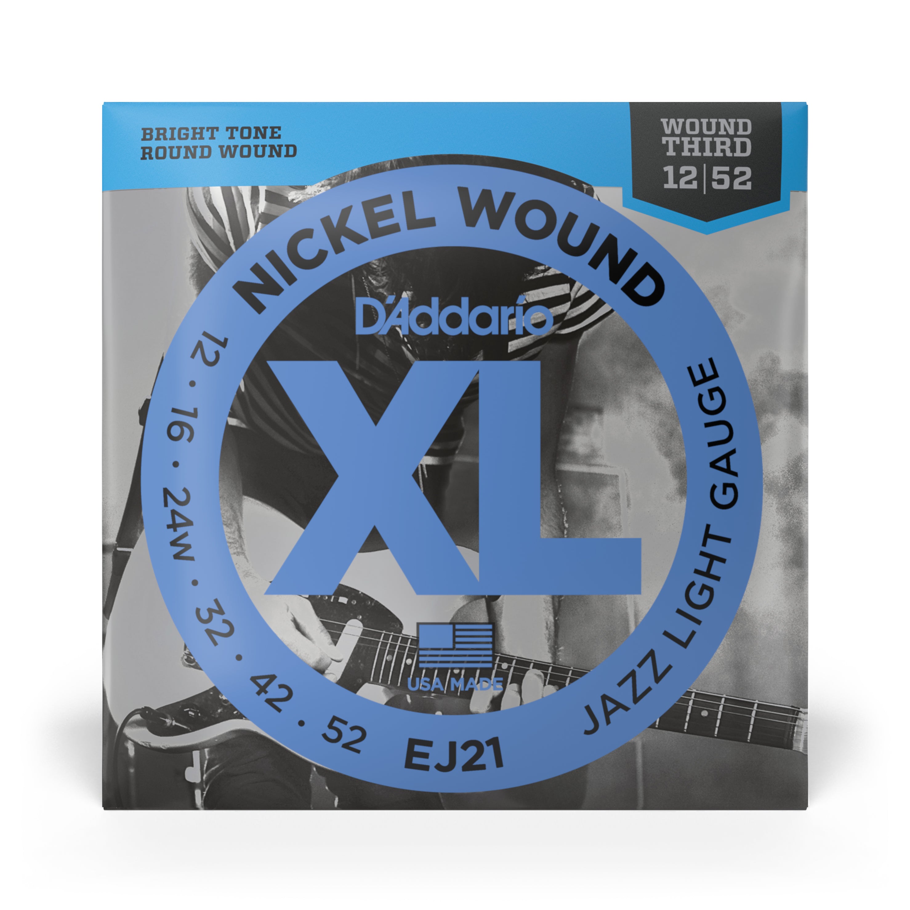 D'Addario EJ21 Jazz Nickel Wound Electric Guitar Strings - Light Gauge (12 - 52) - The Ultimate Choice for Guitarists