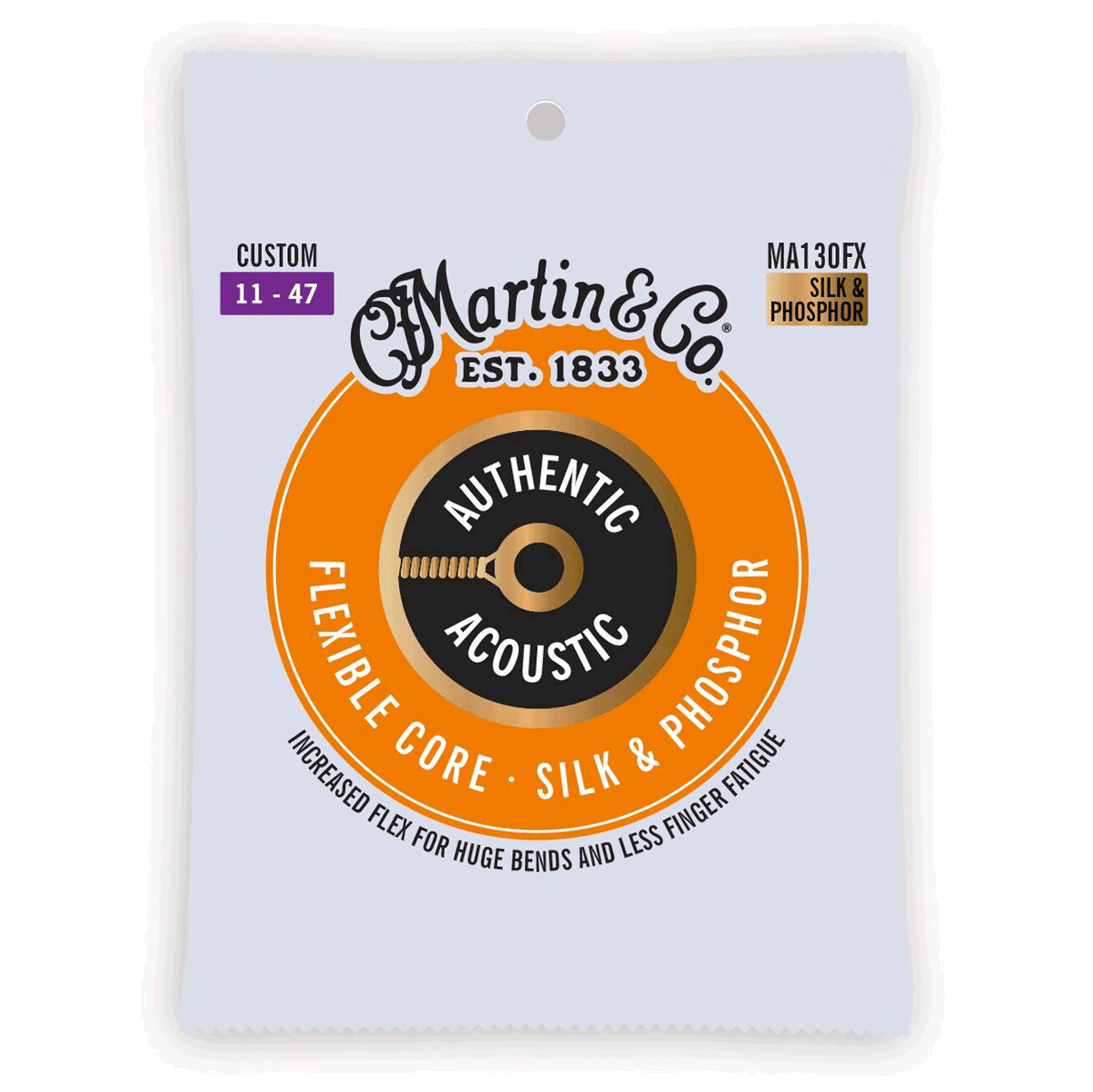 Martin Authentic Acoustic Guitar Strings - Flexible Core Silk & Phosphor 11 - 47