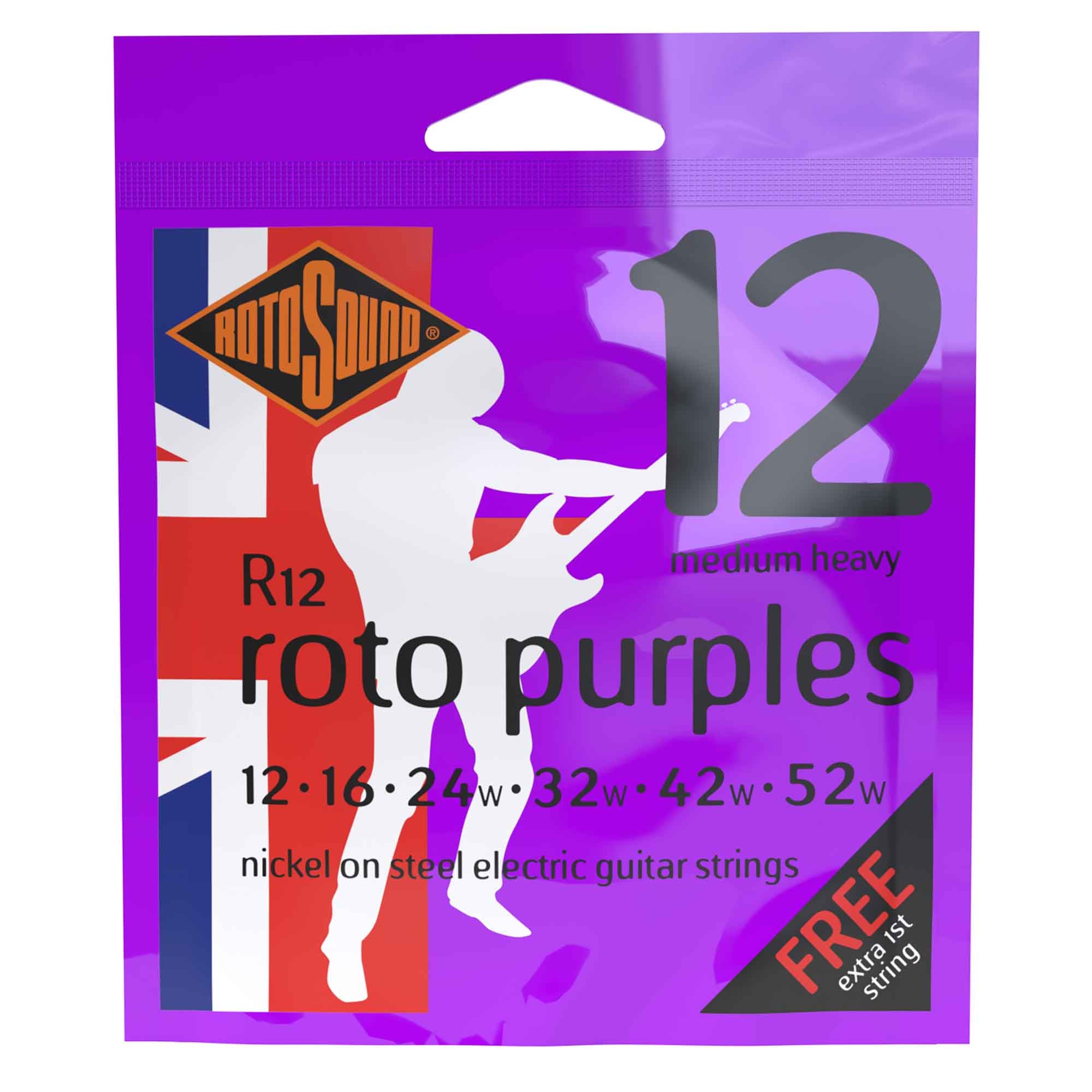 Rotosound R12 ROTO Purples Nickel Wound Electric Guitar Strings - Medium-Heavy 12-52: A Rocker's Dream!