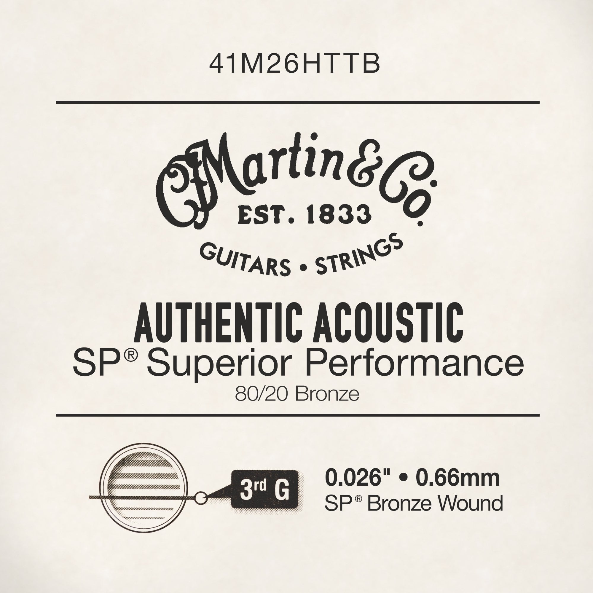 Martin .026 Authentic Acoustic 80/20 Bronze Single String - A Tone Masterpiece