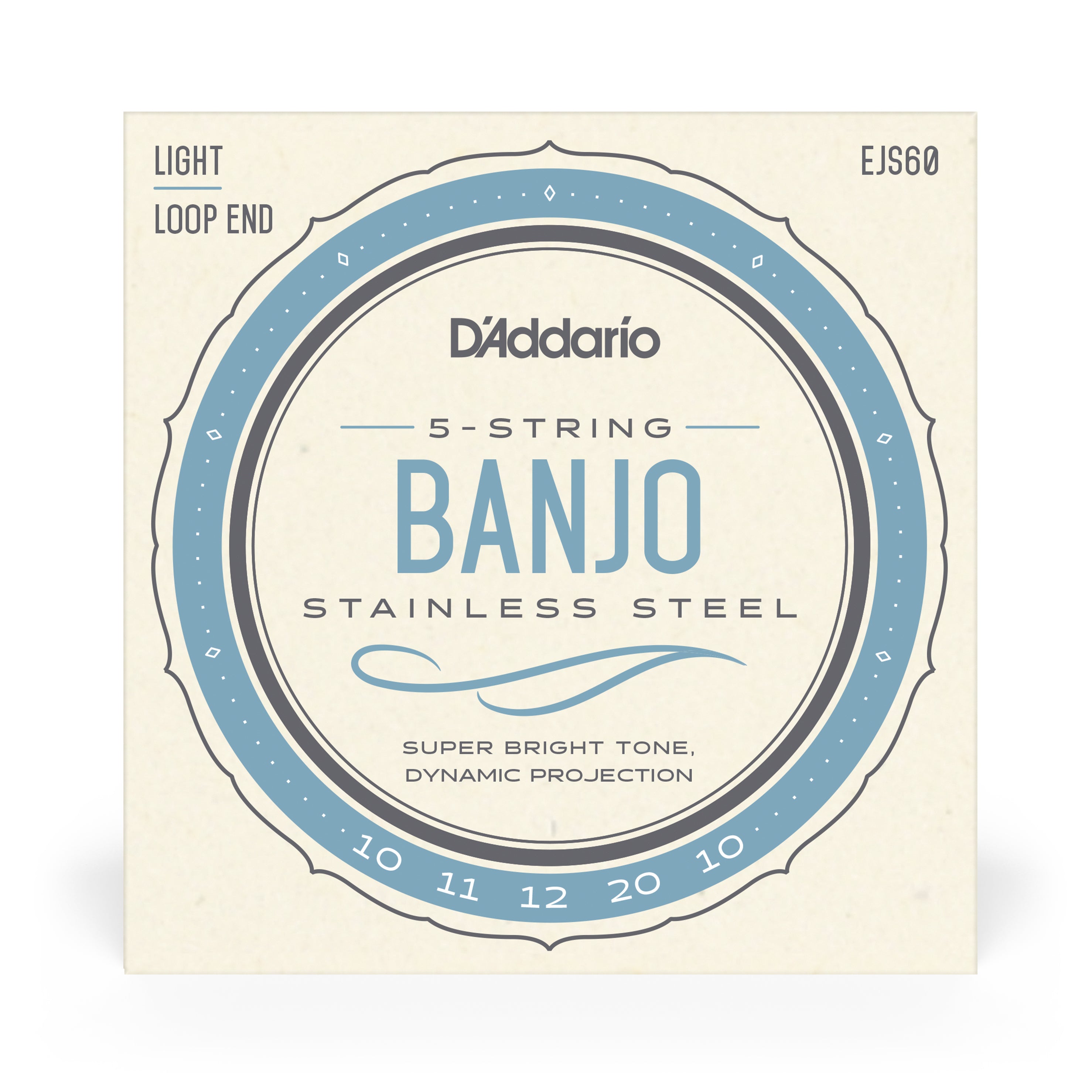 D'Addario EJS60 5-String Banjo Strings: Light Gauge, Stainless Steel, Universal Fit