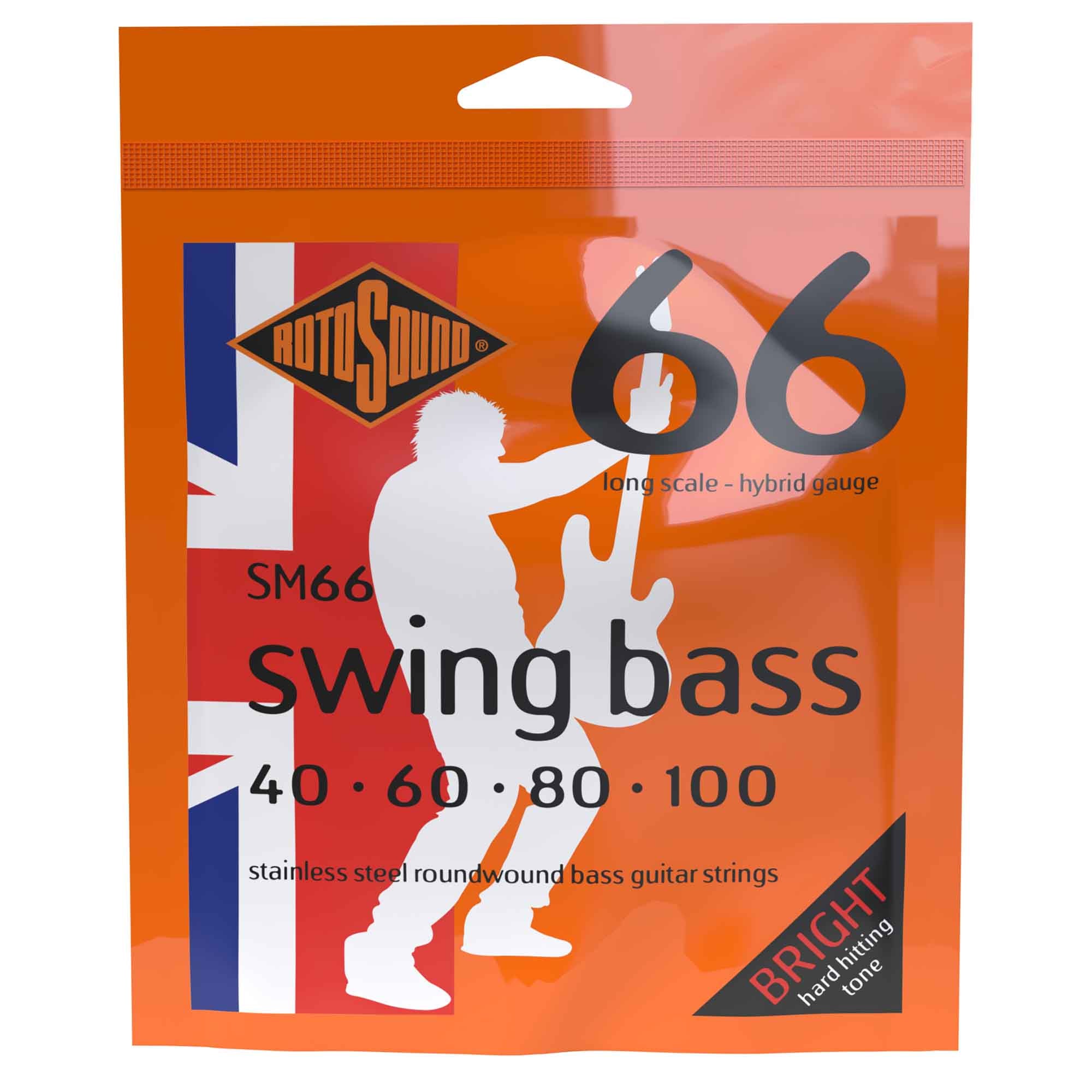 Rotosound Swing Bass Stainless Steel 40 - 100 Long Scale Bass Guitar Strings [SM66]: Rock Your Bass!