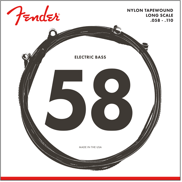 Fender 9120M Long Scale Black Nylon Tapewound Bass Guitar Strings (58 - 110)