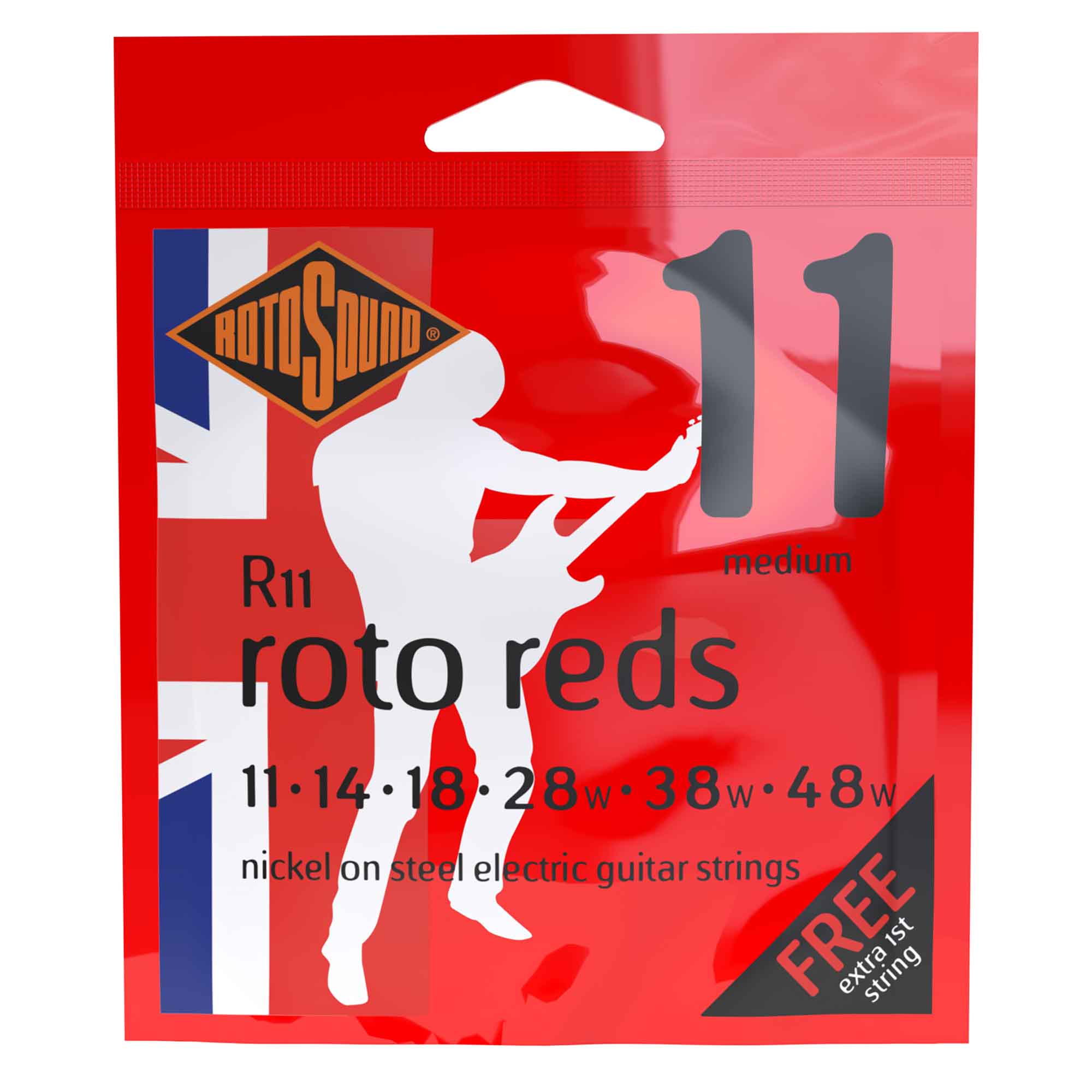 Rotosound R11 ROTO Reds Medium Nickel Wound Electric Guitar Strings (11-48) - Unleash Your Rock!
