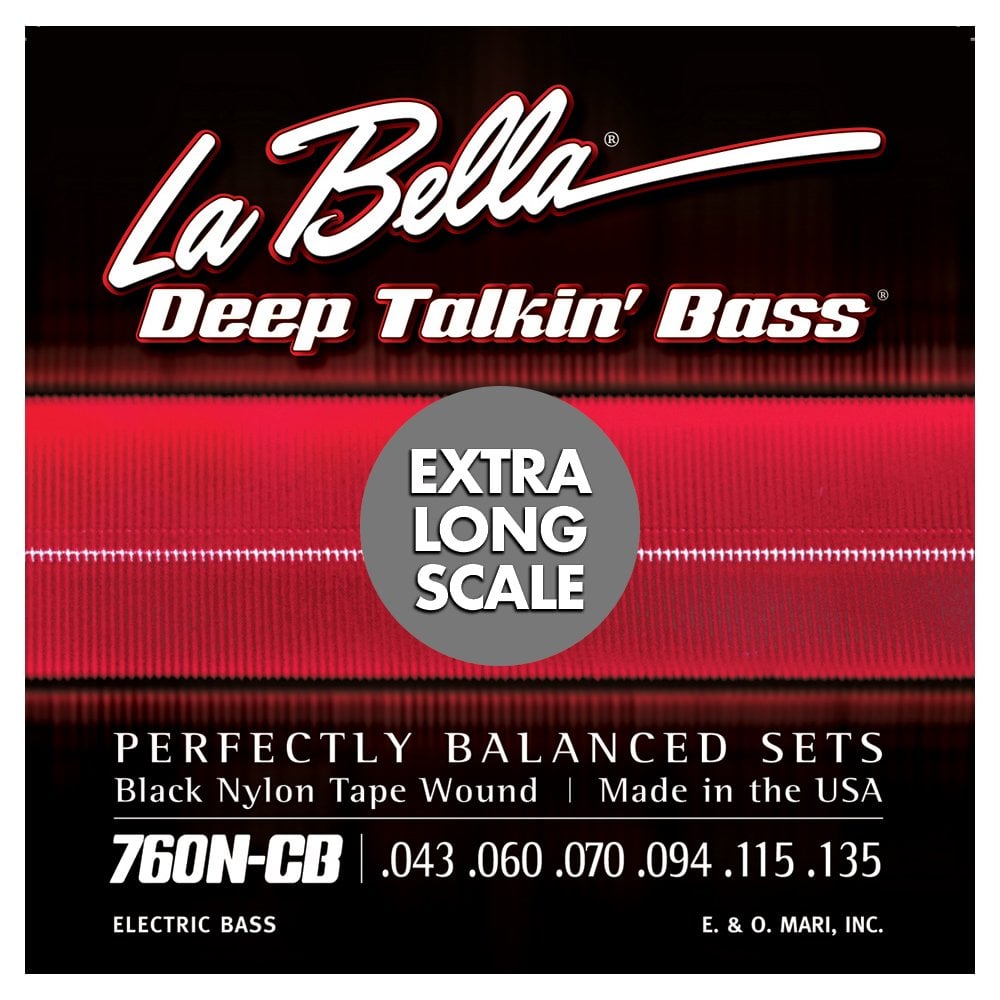 La Bella Deep Talkin' Bass: 6-String Extra Long Scale Black Nylon Tapewound Bass Guitar Strings [760N-CB-XL]