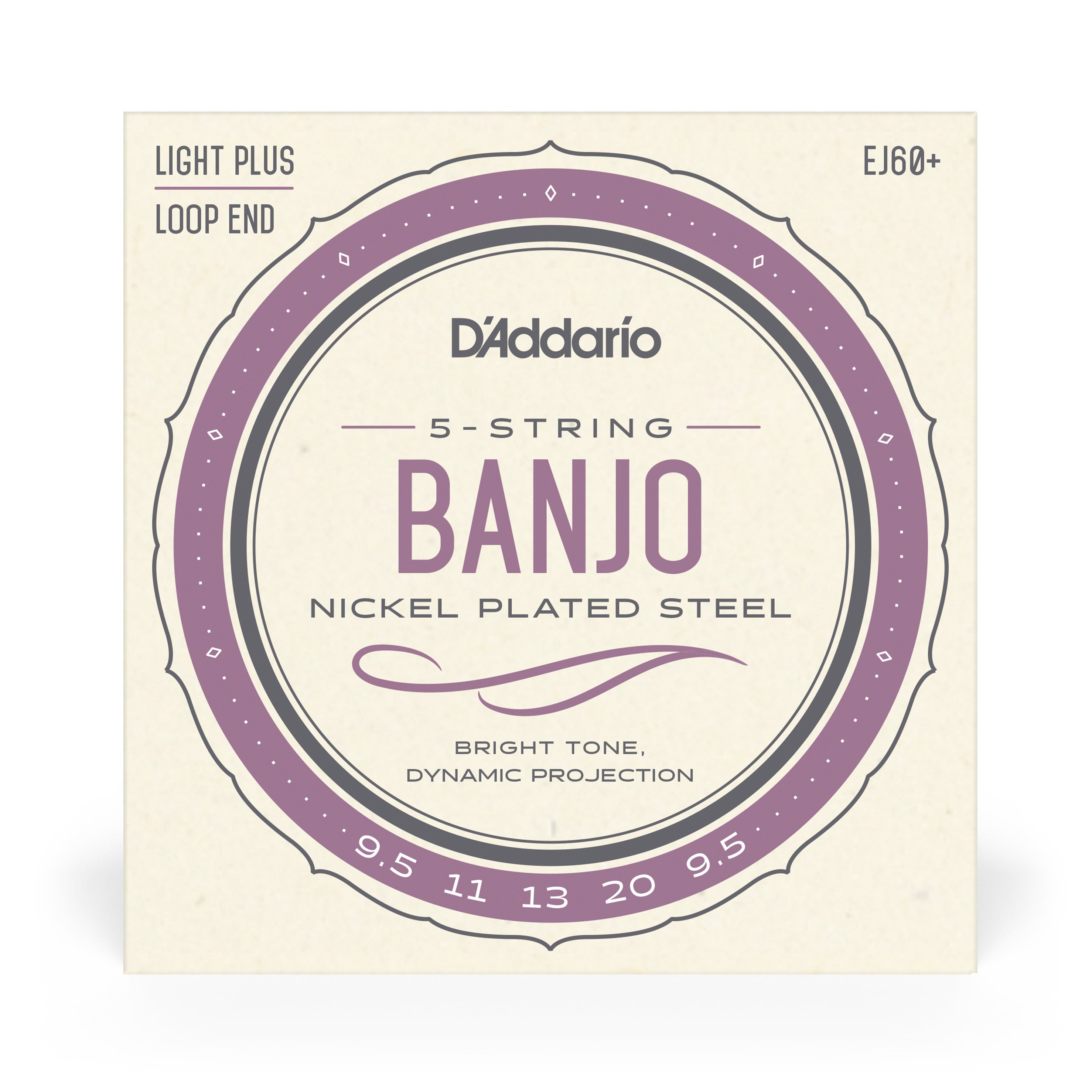 D'Addario EJ60+ 5-String Banjo Strings: Light Plus Nickel Wound with Loop End - Unleash Your Banjo's Potential!