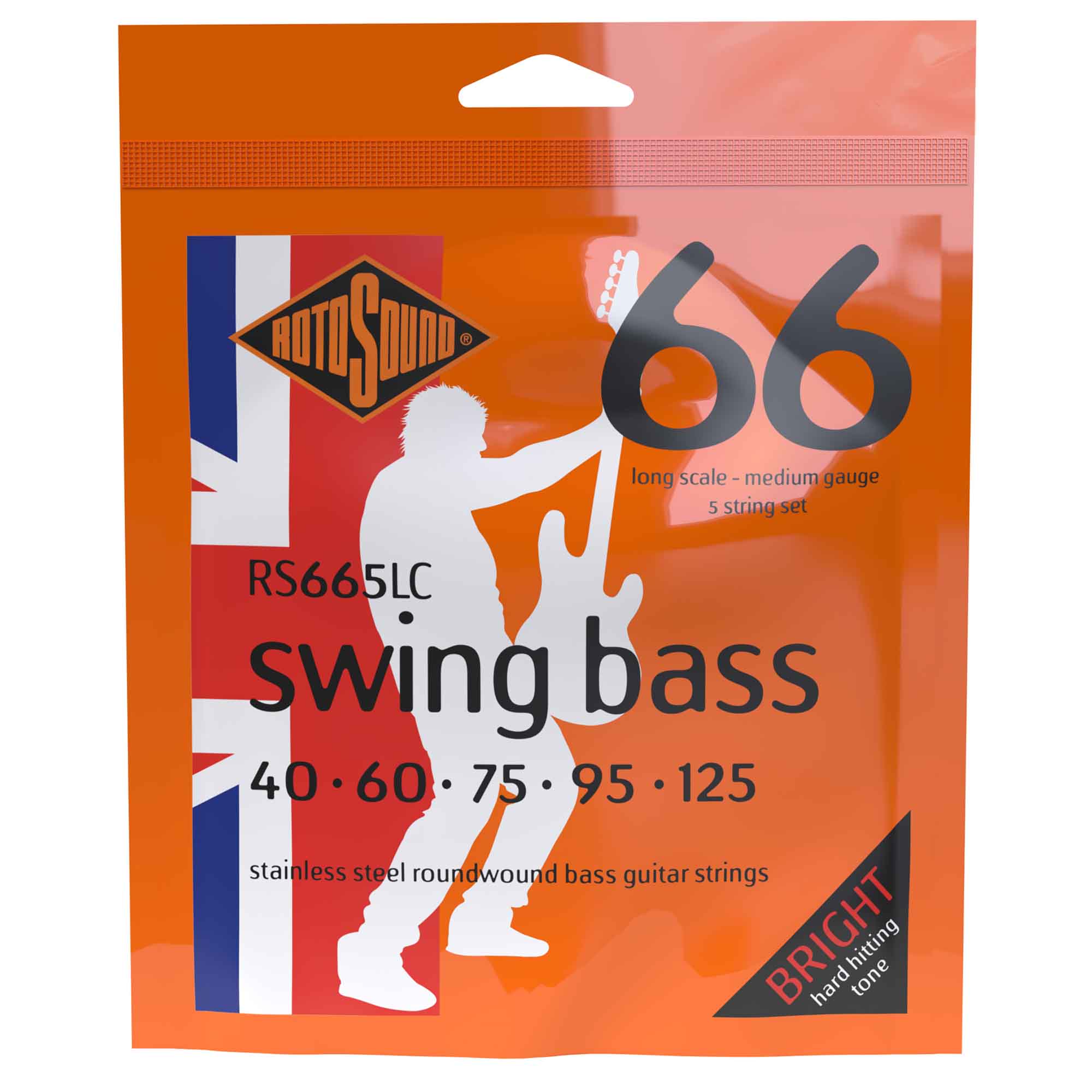 Rotosound Swing Bass 5-String Stainless Steel Bass Guitar Strings - Long Scale (40-125) [RS665LC]
