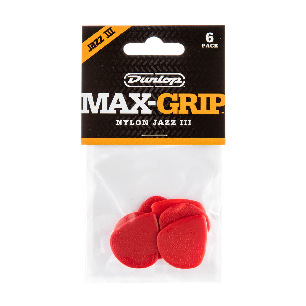Jim Dunlop Red Nylon Jazz 3 Max-Grip Guitar Picks - 6-Pack: Elevate Your Guitar Playing!