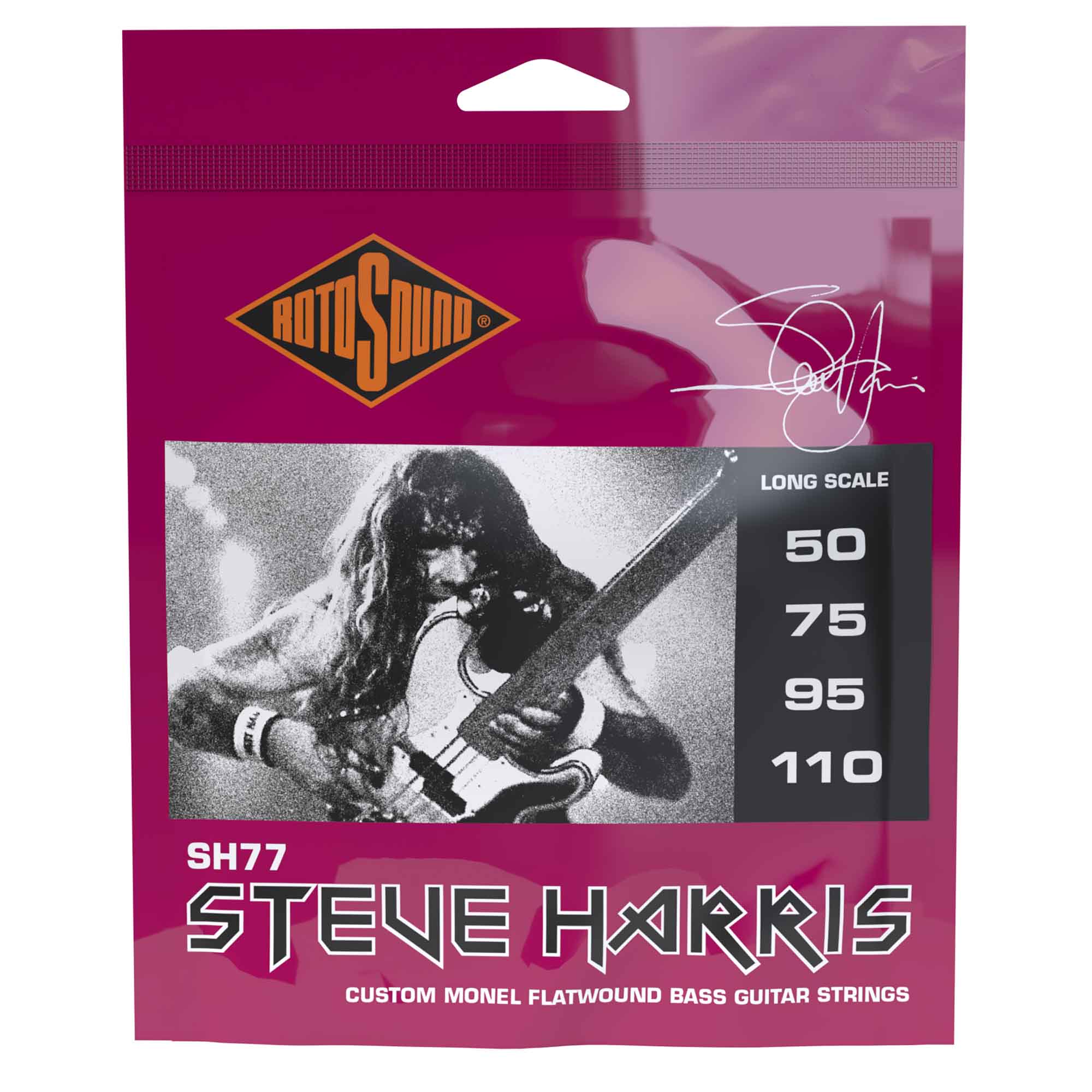 Rotosound Steve Harris Signature Flatwound Monel Bass Guitar Strings 50 - 110 [SH77]