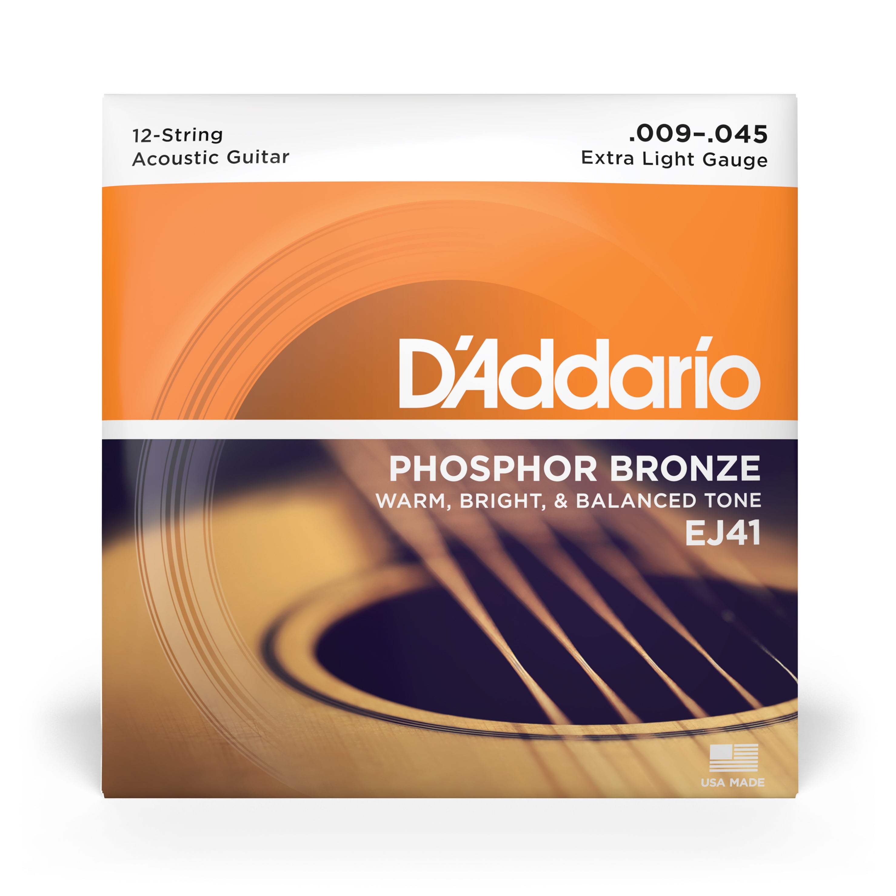 D'Addario EJ41 Phosphor Bronze 12-String 9-45 Acoustic Guitar Strings: Extra Light for a Resonant Sound!