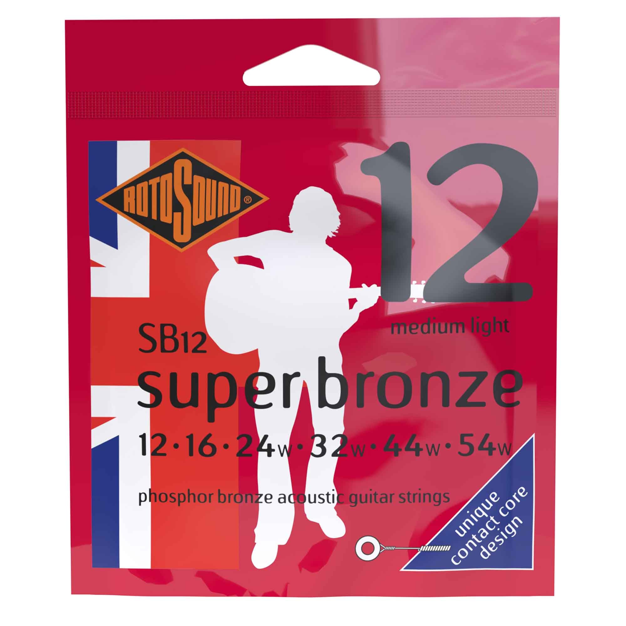 Rotosound Super Bronze Phosphor Bronze 12 - 54 Acoustic Guitar Strings: Light and Stunning!