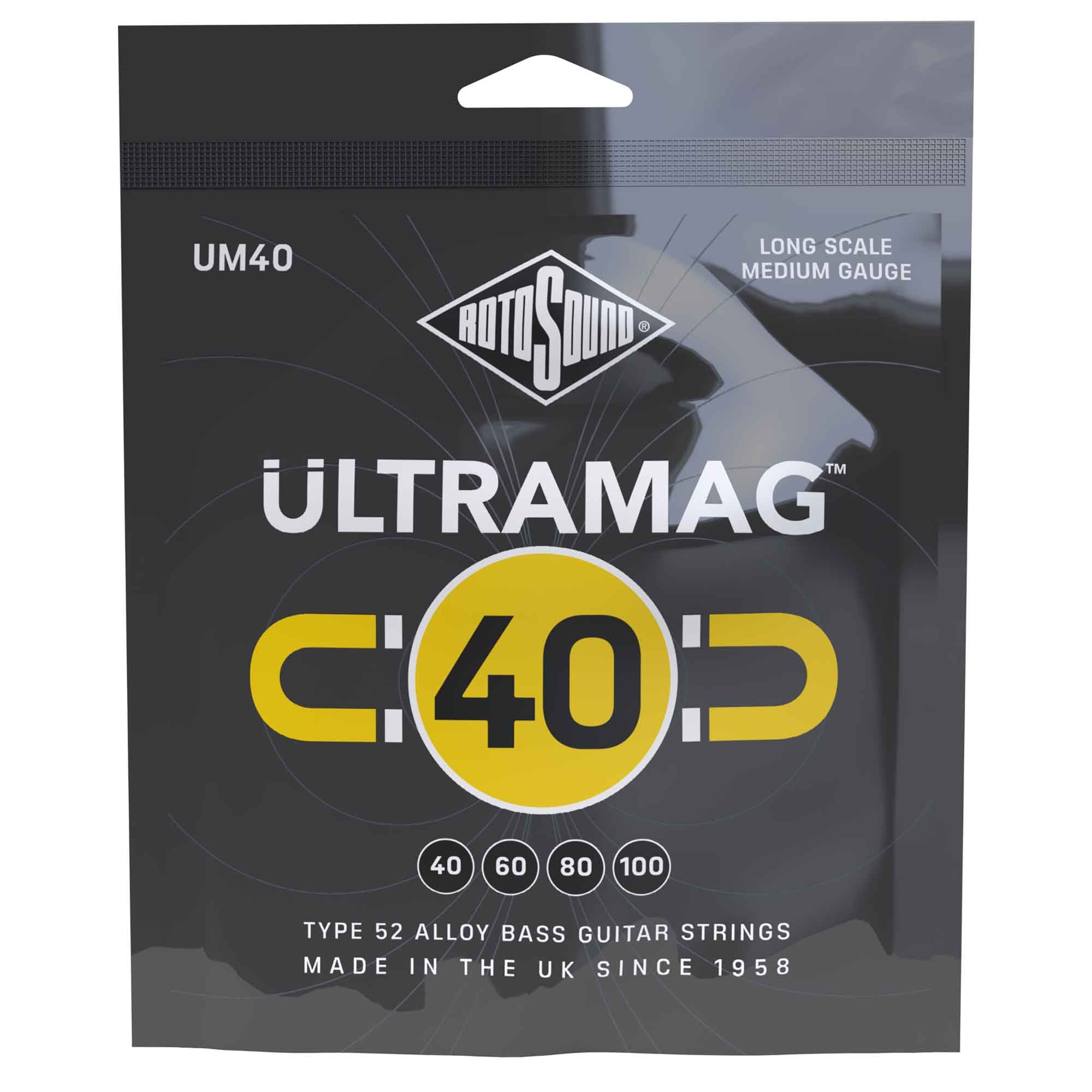 Rotosound Ultramag Alloy-52 Wound 40-100 Long Scale Bass Guitar Strings - Unleash Your Sound [UM40]