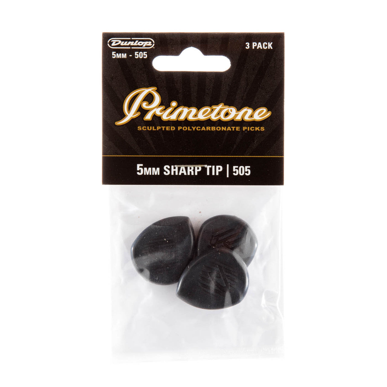 Jim Dunlop Primetone 5mm Small Pointed Tip Picks - Pack of 3